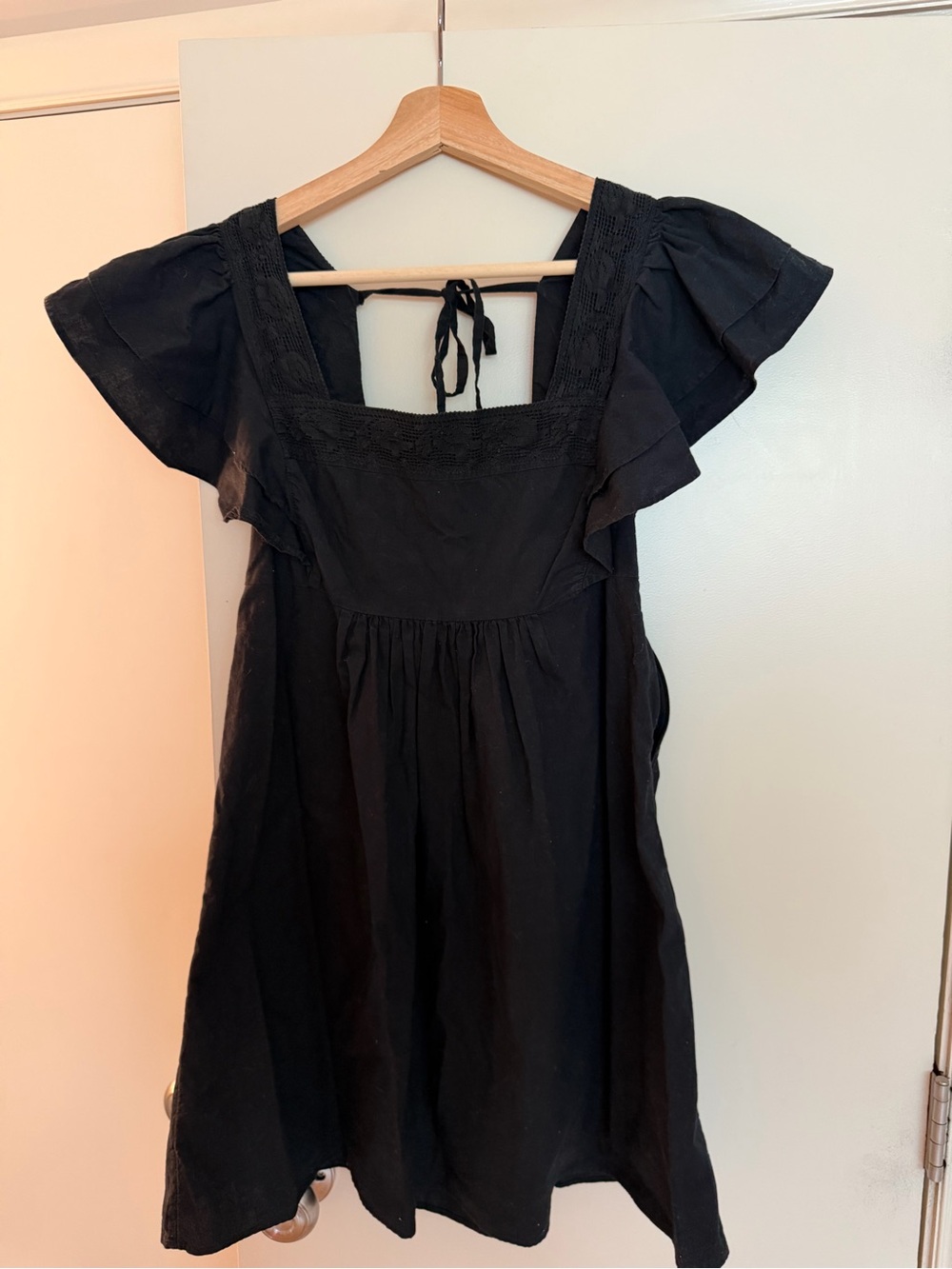 Urban Outfitters Black Mini Dress with Flutter Sleeves
